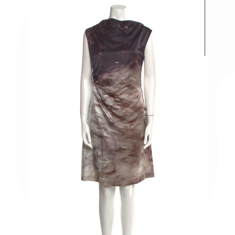 Escada Brown and Purple Asymmetrical Sheath Dress